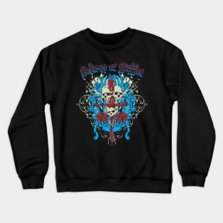 bone cross with skulls atached ravens Crewneck Sweatshirt